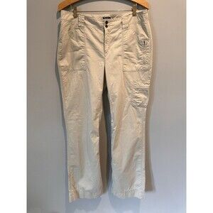 Eddie Bauer Vashon Fit Cargo Pants Tan Women Size 14 Tall Cotton Utility Hiking